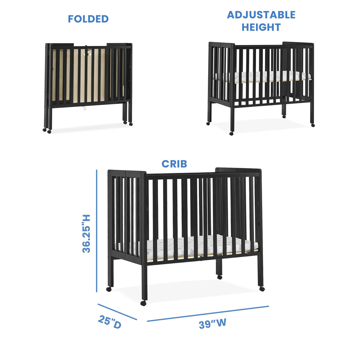 Delta Children Lee Portable Folding Mini Crib with 1.5 - Inch Mattress - Greenguard Gold Certified - Product image 45