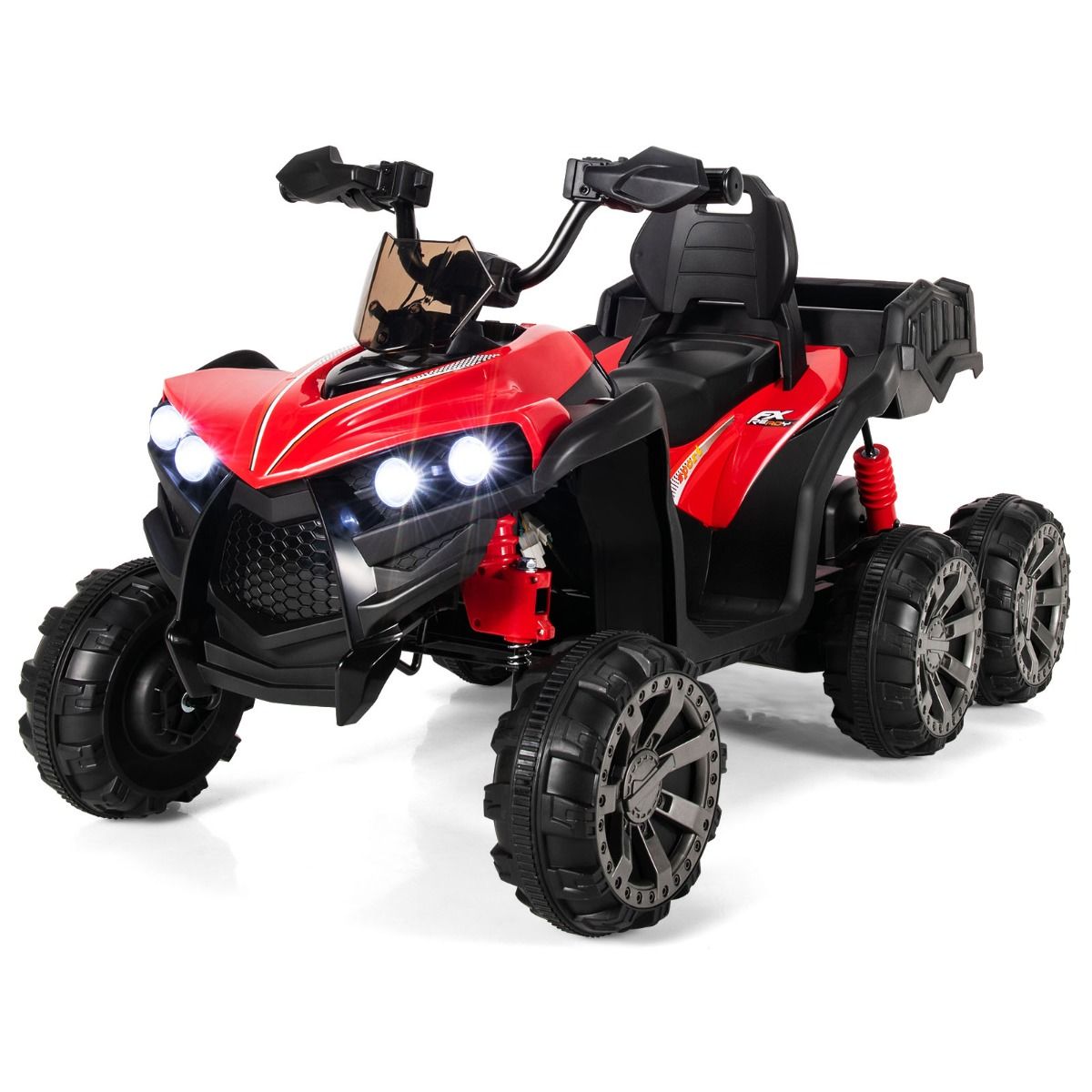 12V Children's Electric Quad with LED Lights and Music Children's Electric Vehicle with Slow Start Load 30kg 129 x 69 x 72 cm Black/Red -