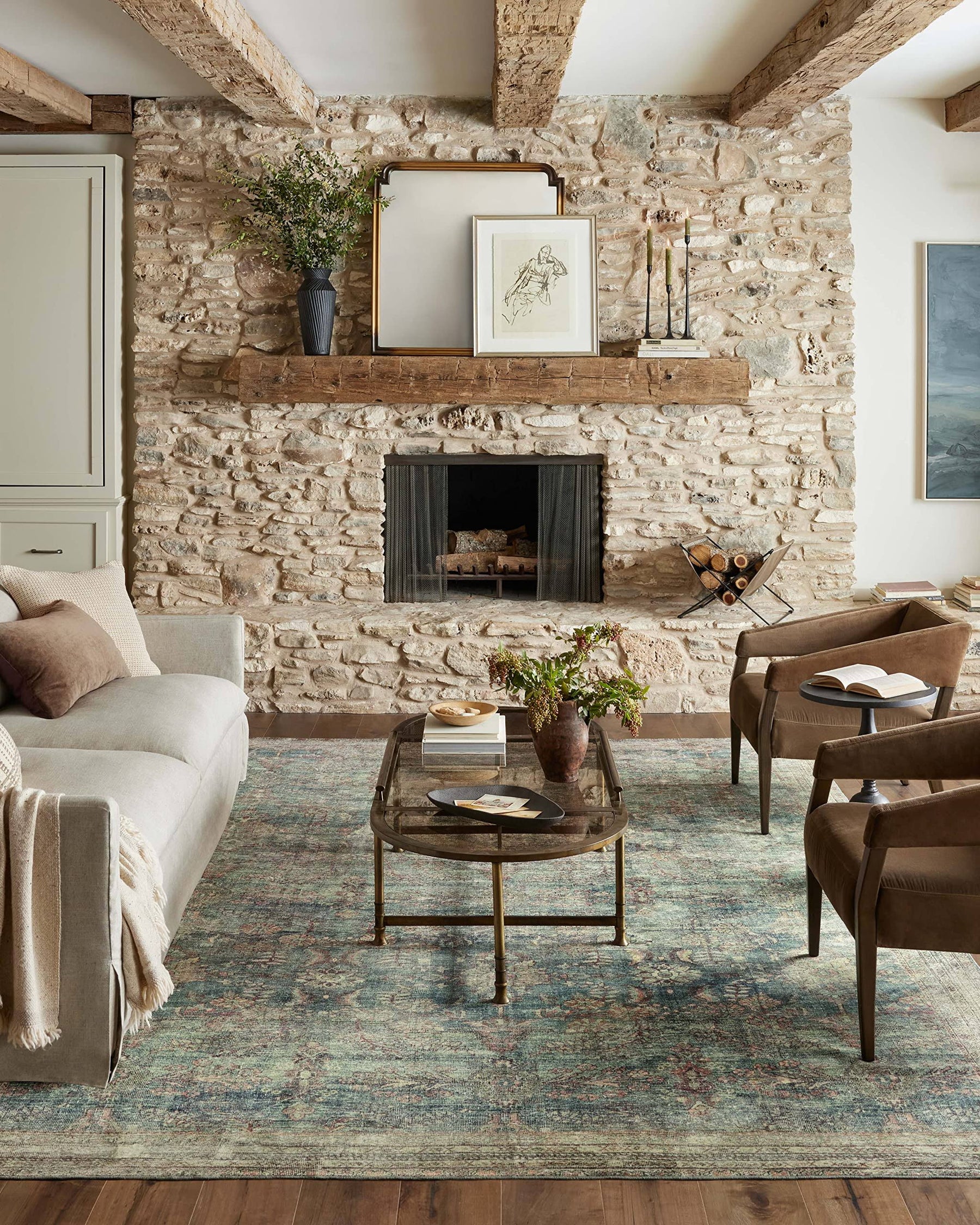 Magnolia Home by Joanna Gaines x Loloi Banks Ocean/Spice 7'-6" x 9'-6" Area Rug - Product image 1