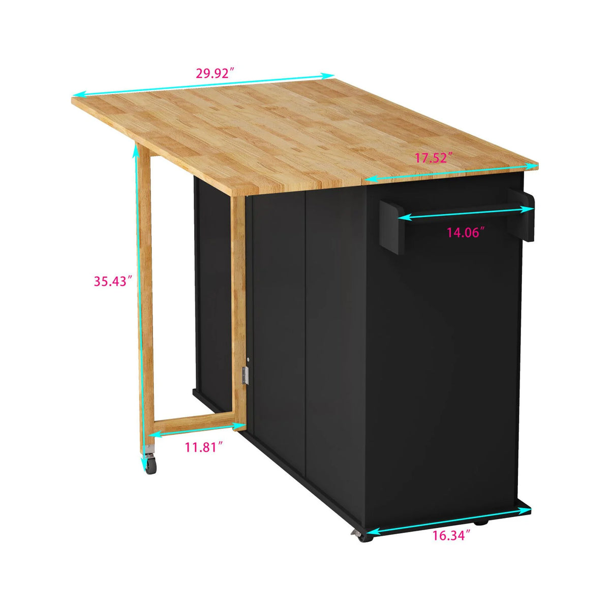 Movable Kitchen Island Cart with 2 Door Cabinet, 2 Drawers and Drop Leaf Top - Product image 17