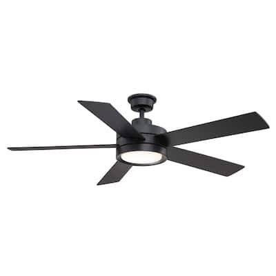 Baxtan 56 in. Smart Indoor Matte Black Ceiling Fan with Adjustable White LED with Remote Included Powered - Product image 1