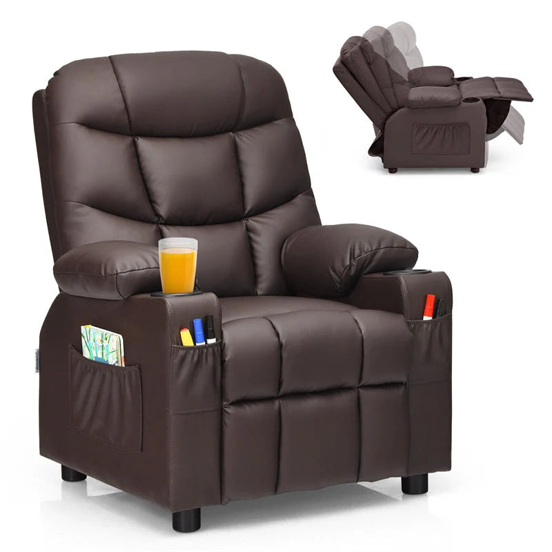 Kids Recliner Chair Adjustable Velvet Lounge Sofa with Cup Holders, 3 Pockets, Retractable Footrest - Product image 25