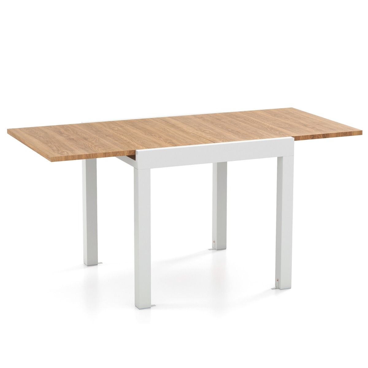 Extendable Aluminum Garden Table Adjustable from 80 to 160 CM Rectangular Dining Table for 4-6 People Grey/Natural -