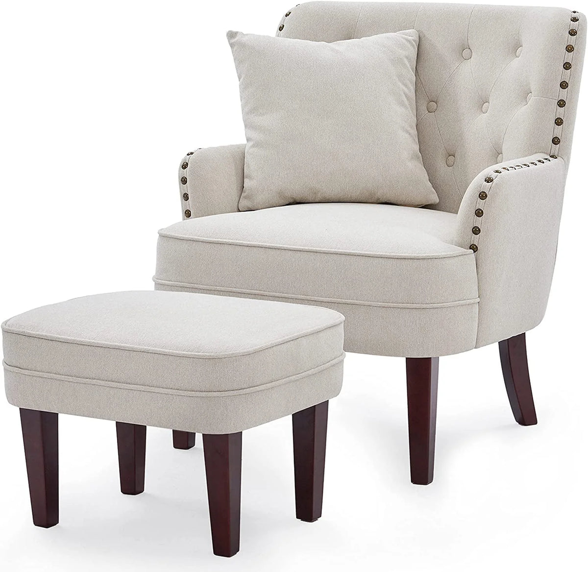 GERICCO Accent Chair with Ottoman Set, Club Armchair Indoor, Comfy Reading Chair and Ottoman for Bedroom - Product image 2