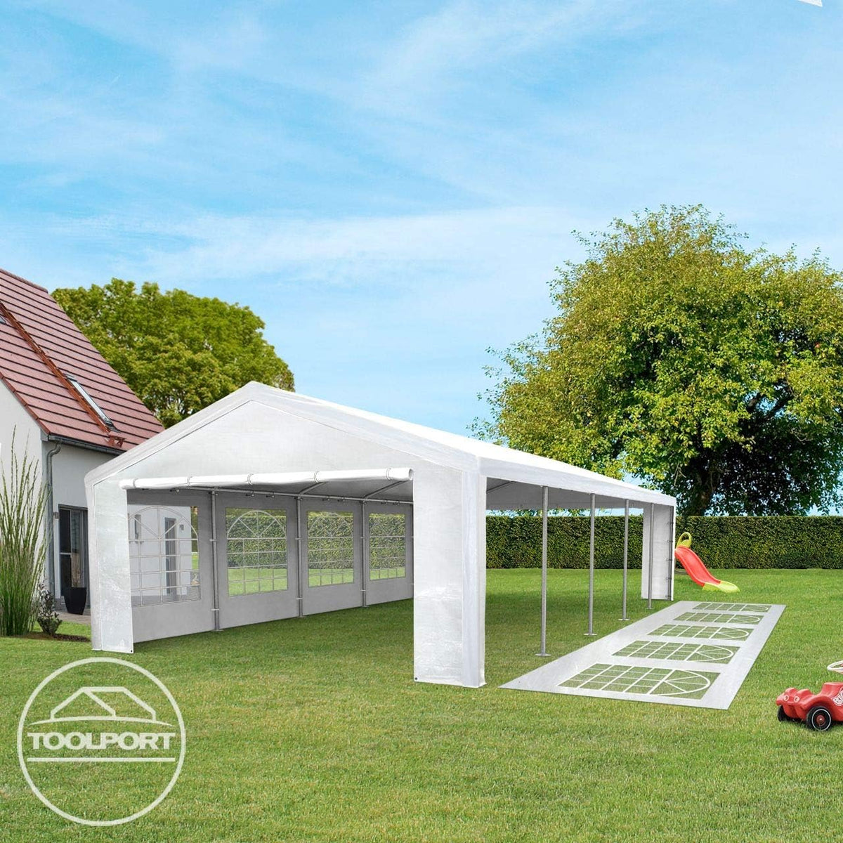 TOOLPORT Reception tent 3x2 m white pavilion PE tarpaulin 350 N waterproof Garden Tent