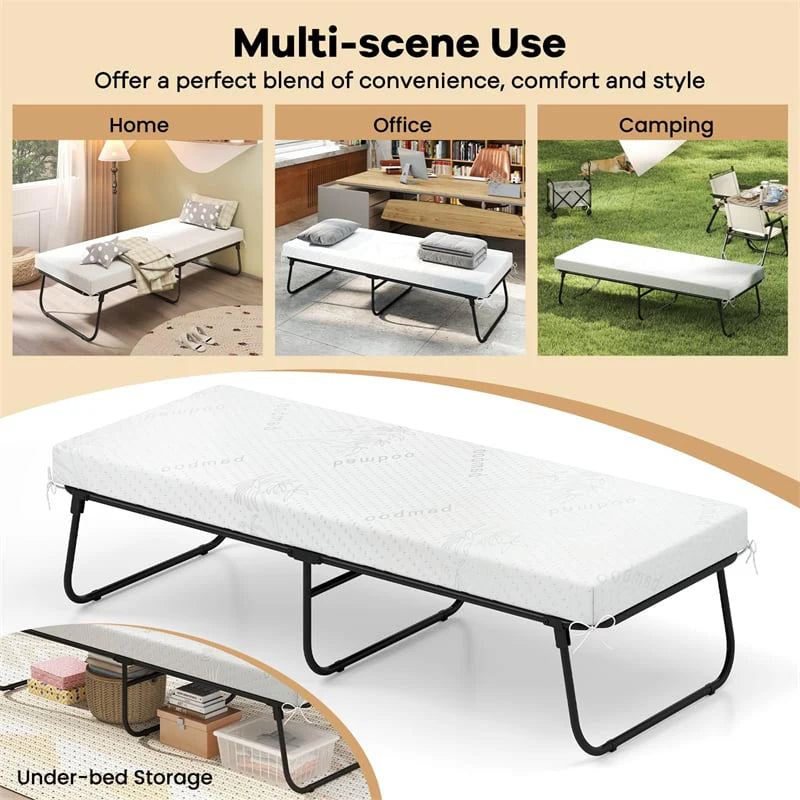 Cot Size Rollaway Guest Bed with Memory Foam Mattress, 75"x31" Portable Folding Bed with Heavy-Duty Metal - Product image 4