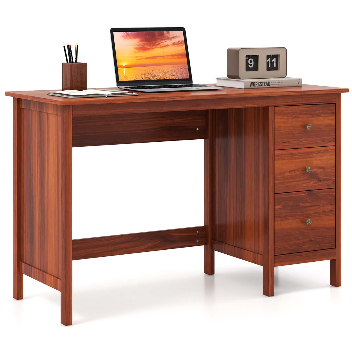 Computer Desk Study Writing Desk Home Office Workstation with 3 Drawers Black - Product image 3