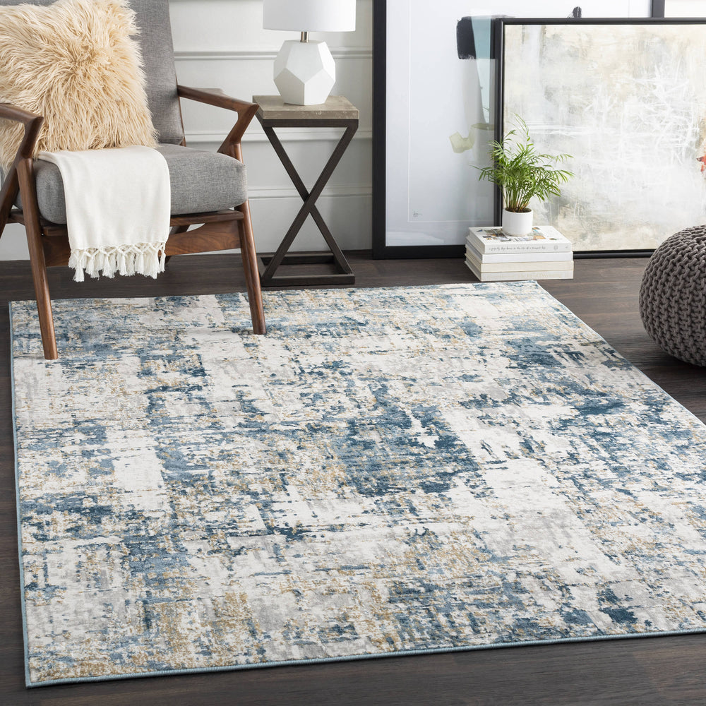 Origin 21 with STAINMASTER Quatro 5 x 8 Dark Blue Indoor Abstract Area Rug - 219198