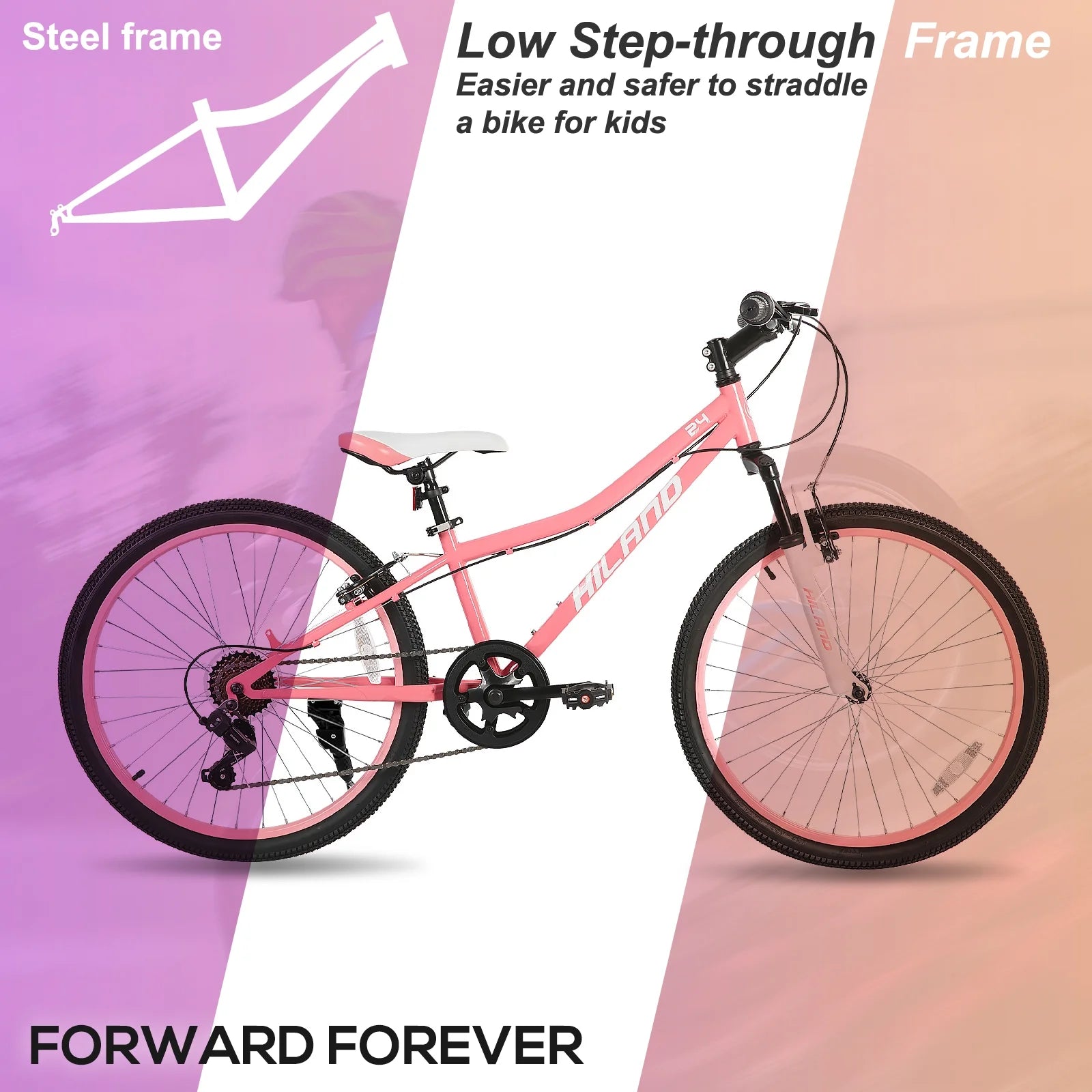 Hiland 24 in Mountain Bike, Front Suspension Fork Bicycles for Adults Multiple Colors