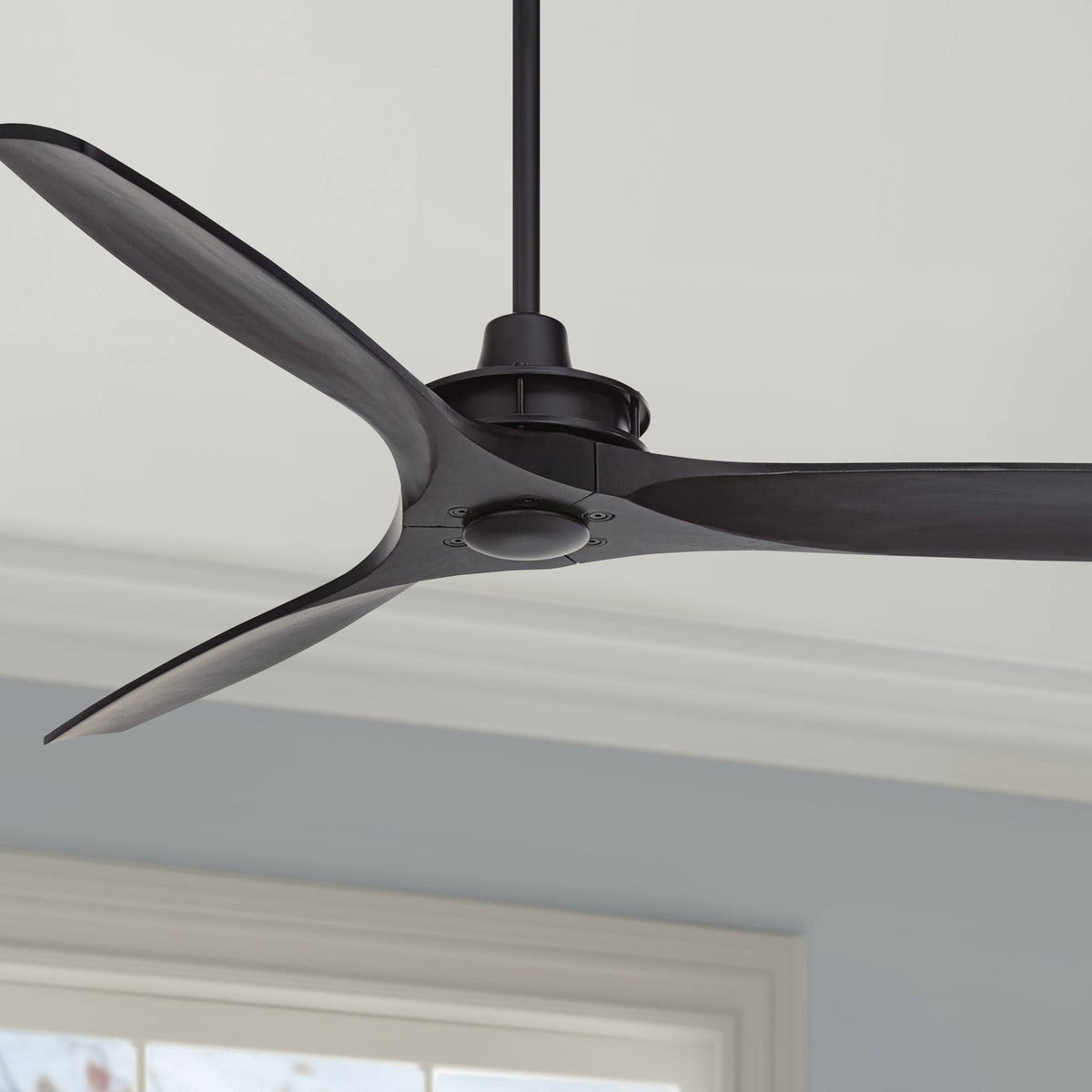 Casa Vieja 52" Windspun Modern Indoor 3 Ceiling Fan with Remote Control Matte Black Solid Wood for Living - Product image 1