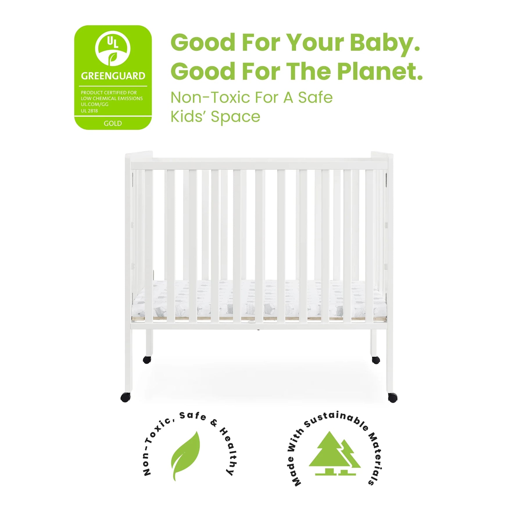 Delta Children Lee Portable Folding Mini Crib with 1.5 - Inch Mattress - Greenguard Gold Certified - Product image 8