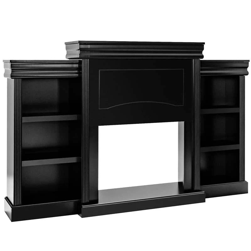 70" Fireplace Mantel TV Stand with Storage Shelves, Freestanding Wood Media Console for 28.5" Fireplace - Product image 1