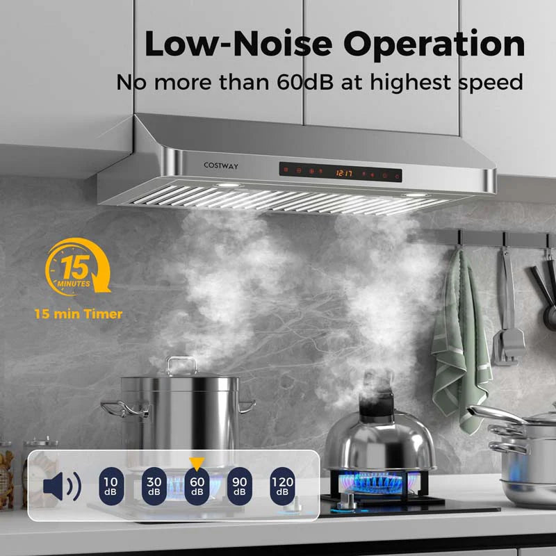 36/30 Inch Under Cabinet Range Hood with Gesture/Touch/Remote Control, 900 CFM Kitchen Vent w/ 4 Speed - Product image 9