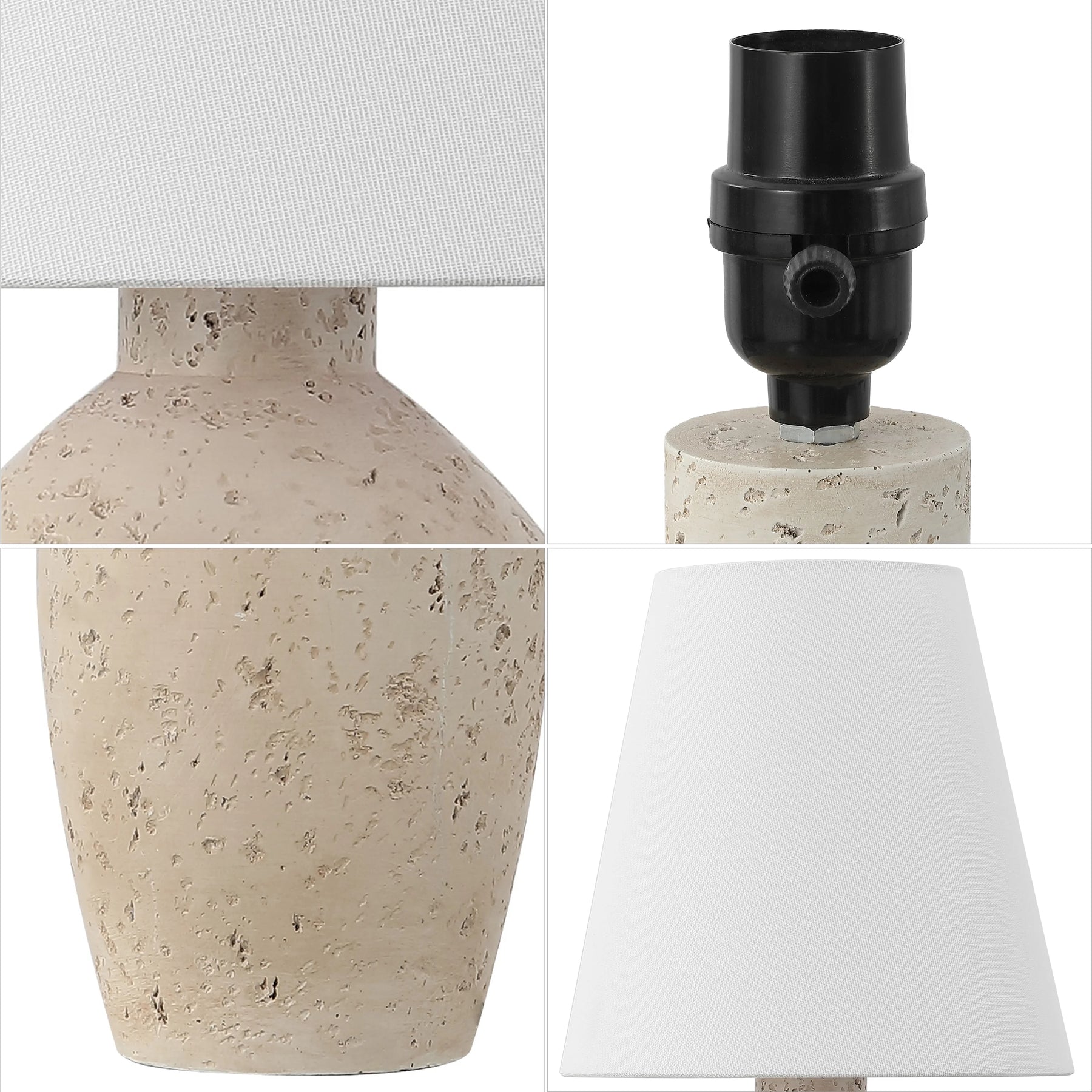 JONATHAN Y Xander 19.5" Minimalist Scandinavian Concrete Effect Resin/Iron Ginger Jar LED Table Lamp, Matte Black (Set of 2), JYL5605A - SET2