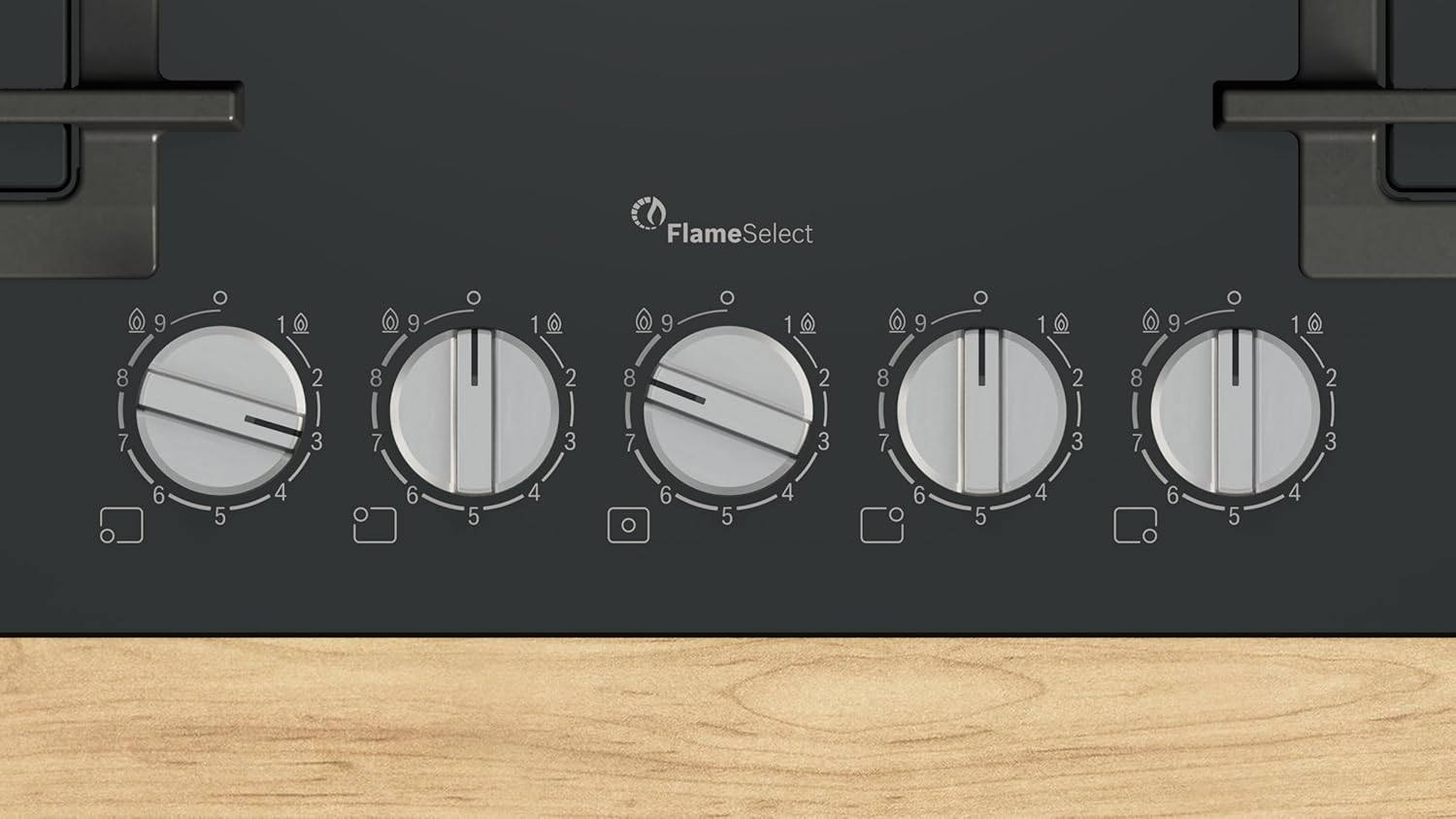 PPQ7A6I40, Series 6, Gas hob, 5 burners, 80 cm, Black tempered glass
