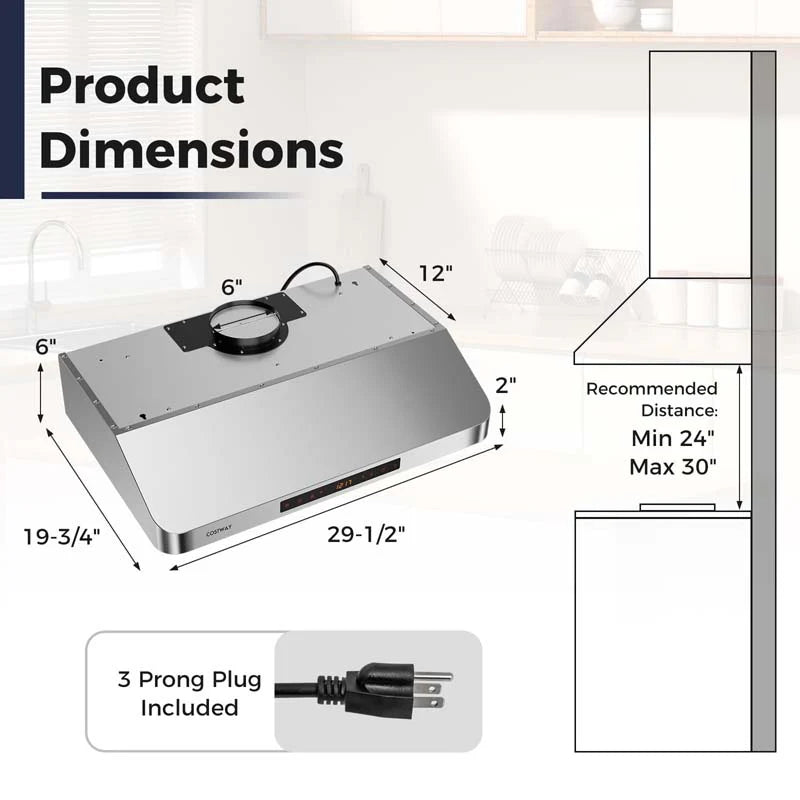 36/30 Inch Under Cabinet Range Hood with Gesture/Touch/Remote Control, 900 CFM Kitchen Vent w/ 4 Speed - Product image 13