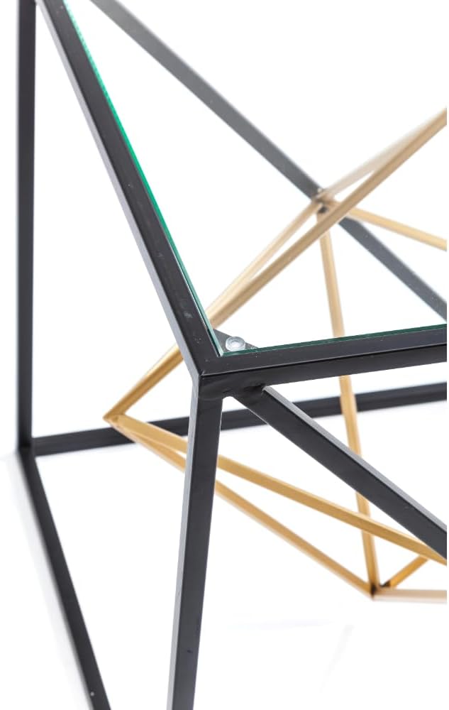 Kare Design Prisma Side Table, Gold/Black, Glass, Steel, Modern, Living Room Table, Furniture, Interior Decoration, Bedroom Decoration, Home, 45x45x45cm