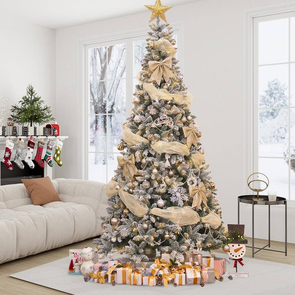Maypex 5 ft. Green Lighted Flocked Spruce Artificial Christmas Tree - Product image 1