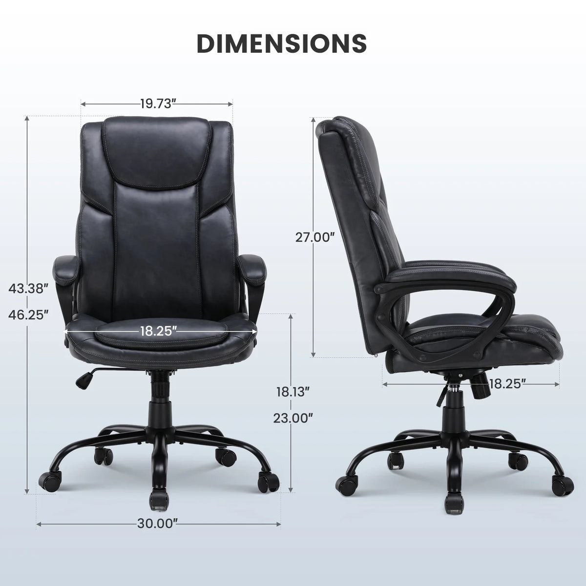 Mainstays Executive Ergonomic High Back Leather Home Office Desk Chair, Black - Product image 36