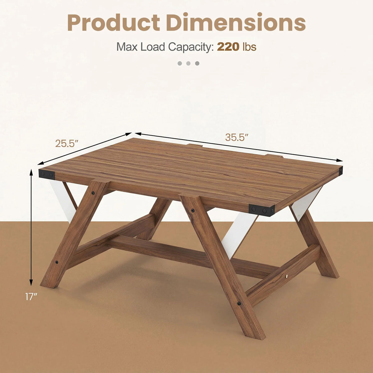 Tangkula 35.5-Inch Rectangle Wooden Center Table for Living Room - Product image 3