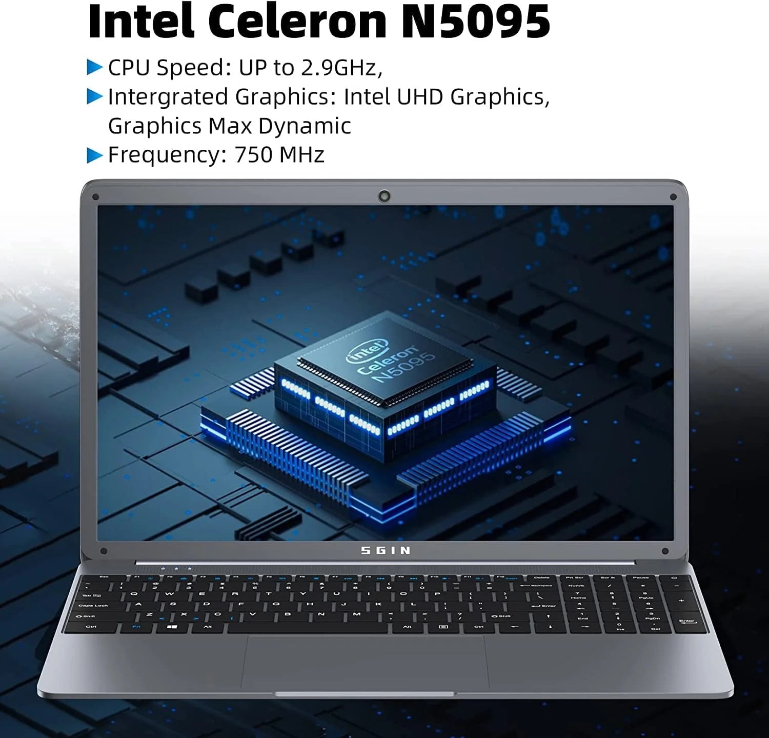 SGIN 15.6 in Laptop 12GB DDR4 512GB SSD Windows 11 with Intel Celeron N5095A Full HD 1920x1080 - Product image 6