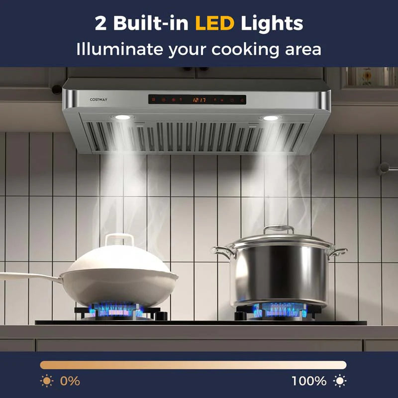 36/30 Inch Under Cabinet Range Hood with Gesture/Touch/Remote Control, 900 CFM Kitchen Vent w/ 4 Speed - Product image 7