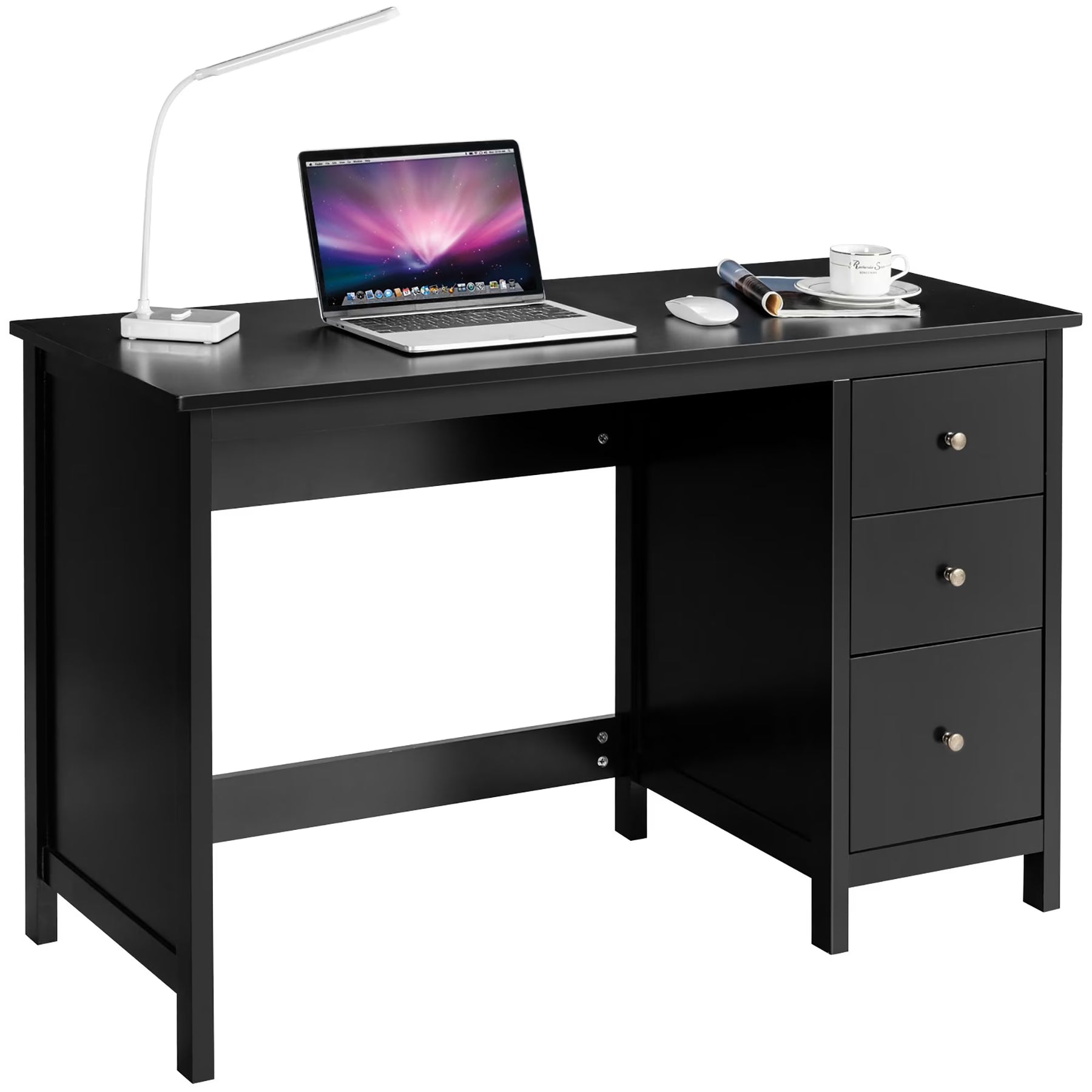 Computer Desk Study Writing Desk Home Office Workstation with 3 Drawers Black - Product image 1