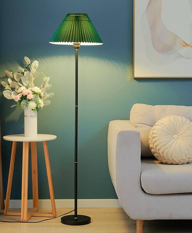 Modern Elegant Black Pole Floor Lamp Simple Design Tall Lamp with Dark Green Shade Standing Lamp with LED - Product image 1