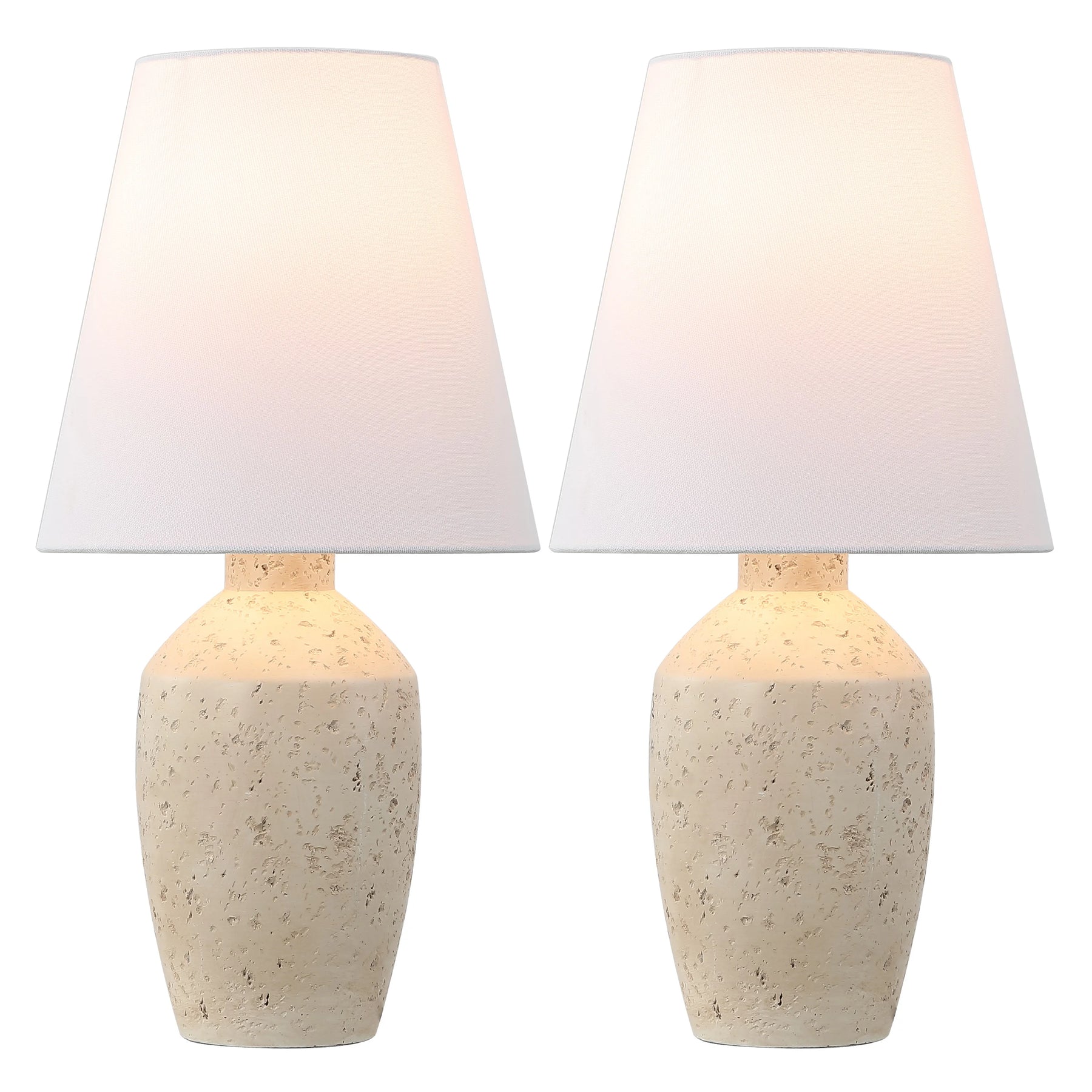 JONATHAN Y Xander 19.5" Minimalist Scandinavian Concrete Effect Resin/Iron Ginger Jar LED Table Lamp, Matte Black (Set of 2), JYL5605A - SET2
