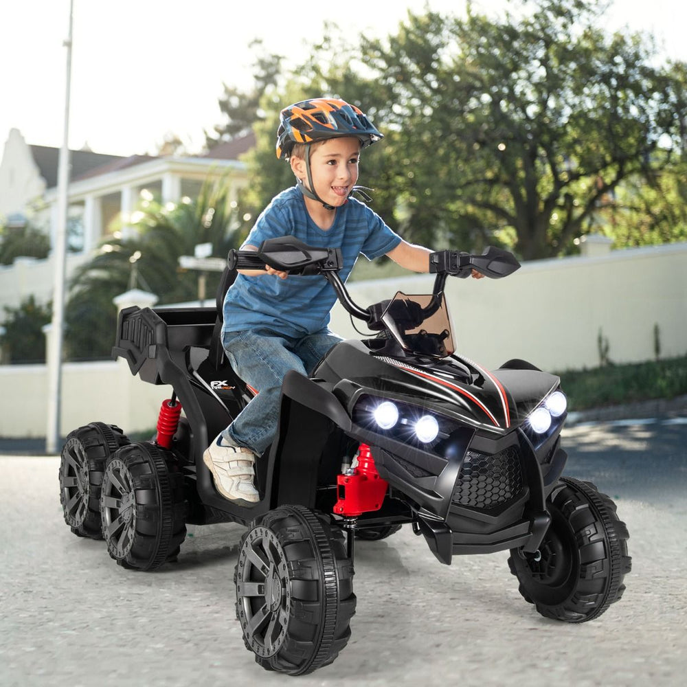12V Children's Electric Quad with LED Lights and Music Children's Electric Vehicle with Slow Start Load 30kg 129 x 69 x 72 cm Black/Red