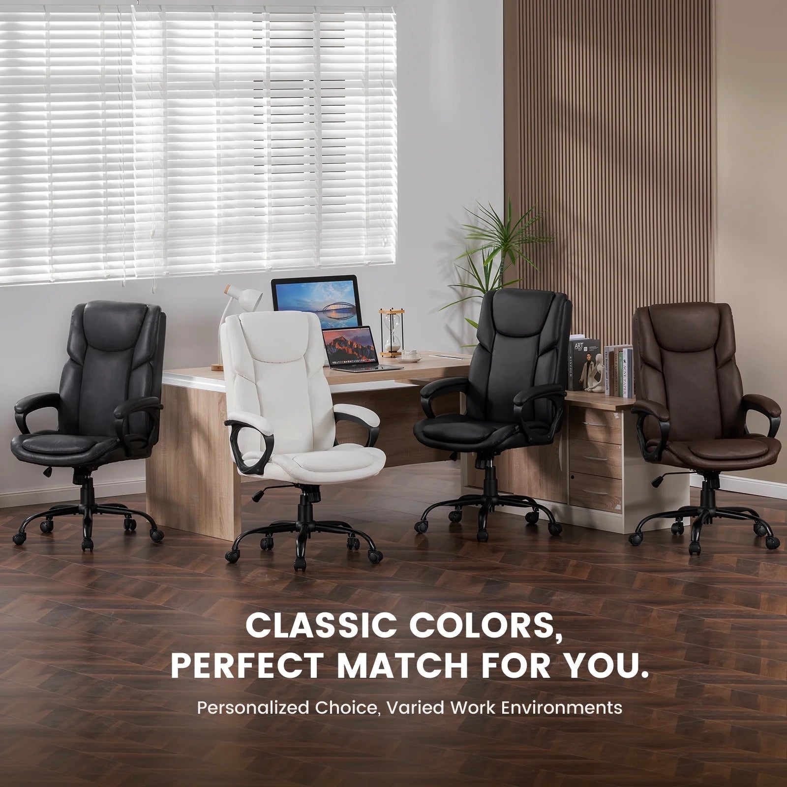 Mainstays Executive Ergonomic High Back Leather Home Office Desk Chair, Black - Product image 13