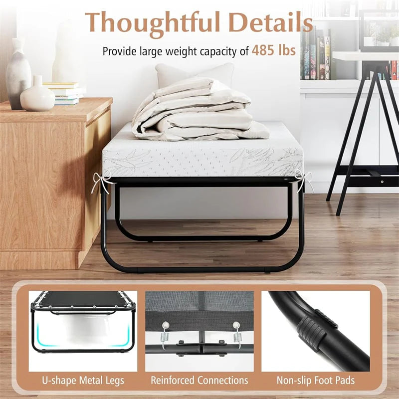 Cot Size Rollaway Guest Bed with Memory Foam Mattress, 75"x31" Portable Folding Bed with Heavy-Duty Metal - Product image 10