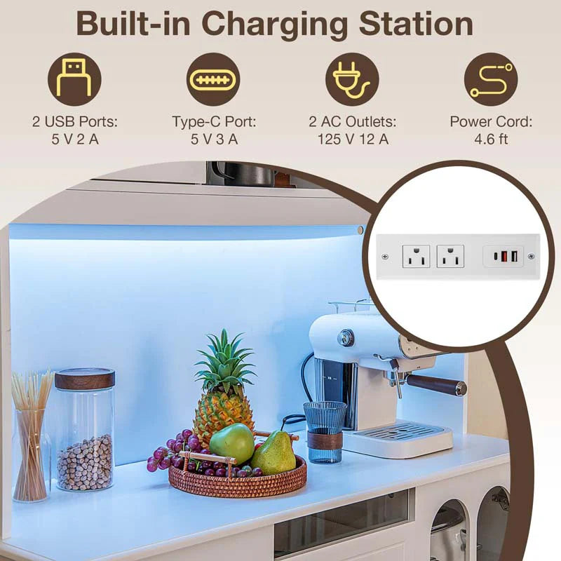 73" Kitchen Pantry Buffet Cabinet for Dining Room, Kitchen Hutch Storage Cabinet with LED Lights and - Product image 8
