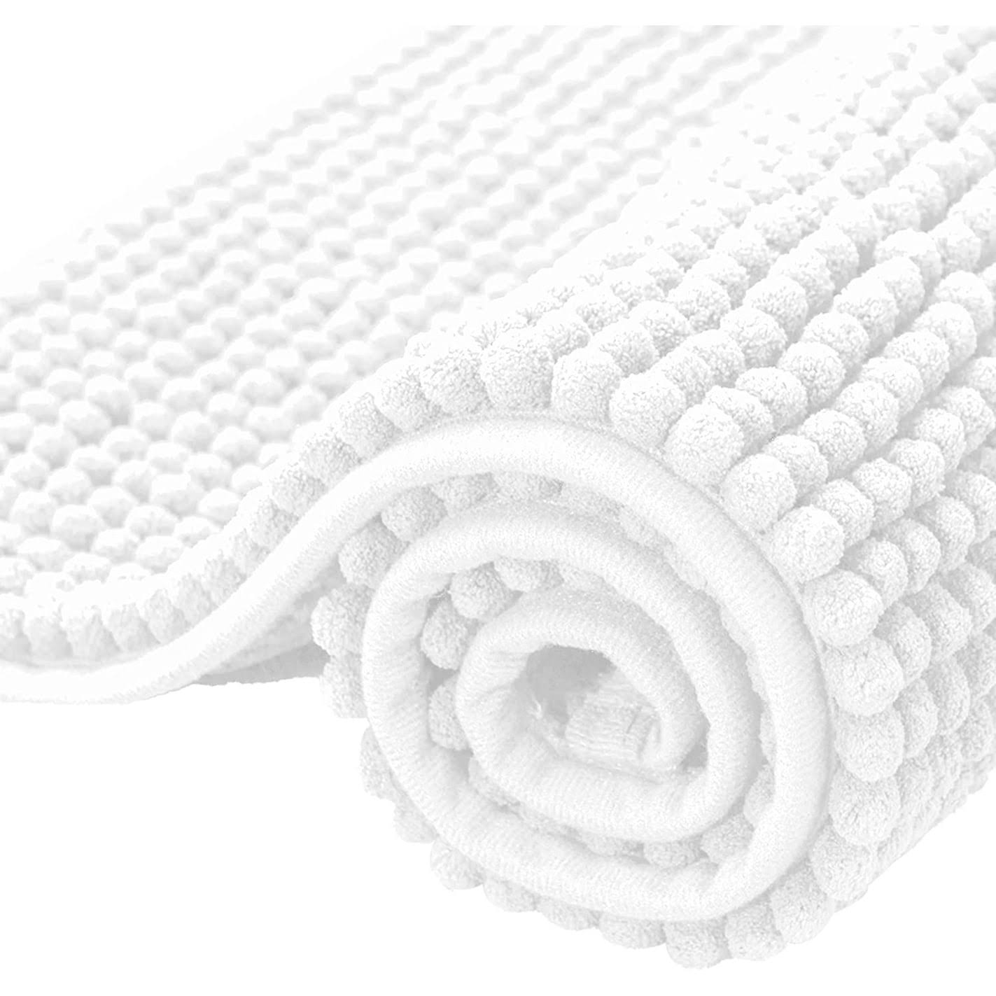 Subrtex Luxury Chenille Bath Rugs Soft Bathroom Mats - 24x60 - White - Product image 1