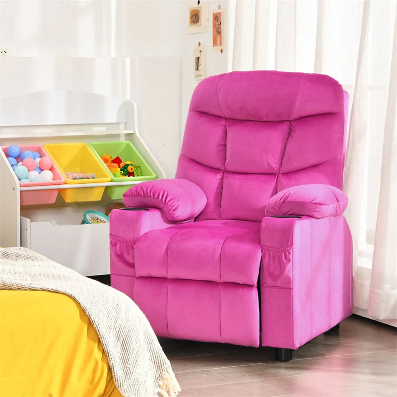 Kids Recliner Chair Adjustable Velvet Lounge Sofa with Cup Holders, 3 Pockets, Retractable Footrest - Product image 39