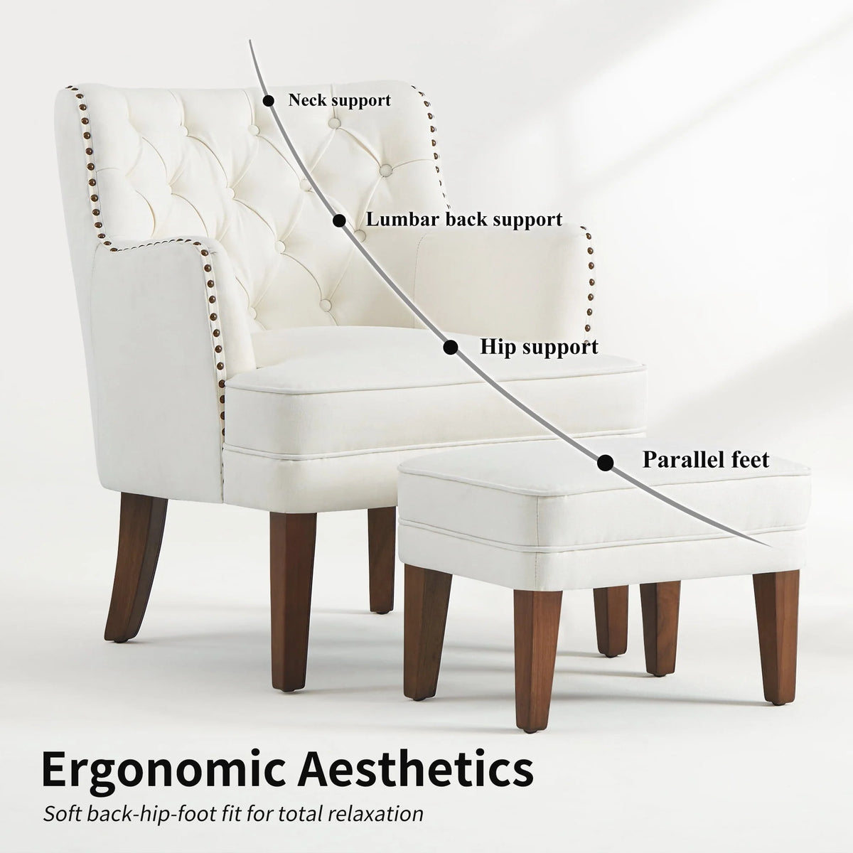GERICCO Accent Chair with Ottoman Set, Club Armchair Indoor, Comfy Reading Chair and Ottoman for Bedroom - Product image 5