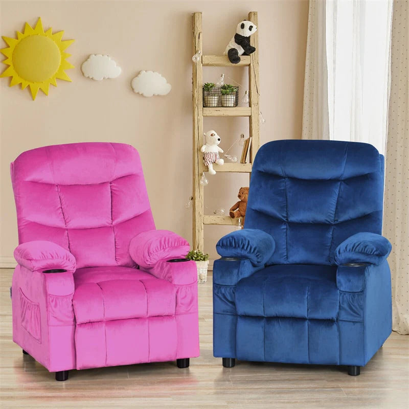 Kids Recliner Chair Adjustable Velvet Lounge Sofa with Cup Holders, 3 Pockets, Retractable Footrest - Product image 40