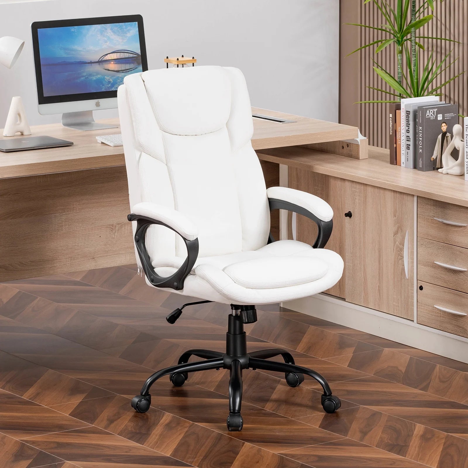 Mainstays Executive Ergonomic High Back Leather Home Office Desk Chair, Black - Product image 48