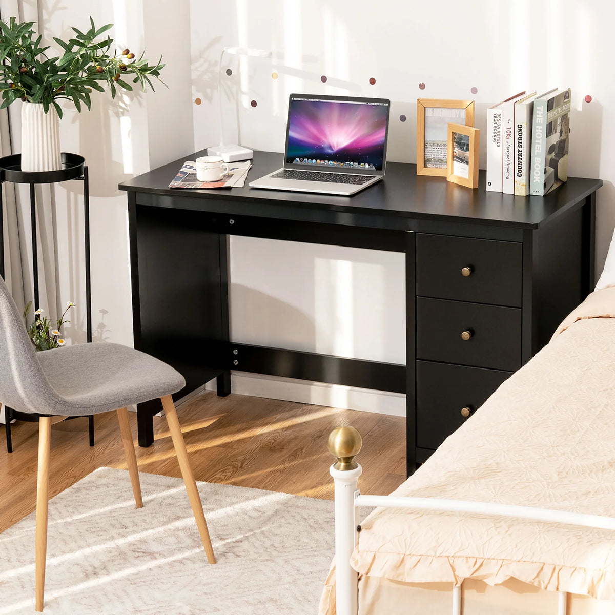 Computer Desk Study Writing Desk Home Office Workstation with 3 Drawers Black - Product image 2