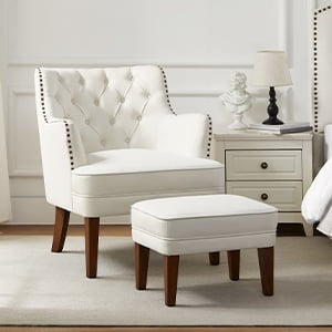GERICCO Accent Chair with Ottoman Set, Club Armchair Indoor, Comfy Reading Chair and Ottoman for Bedroom - Product image 6