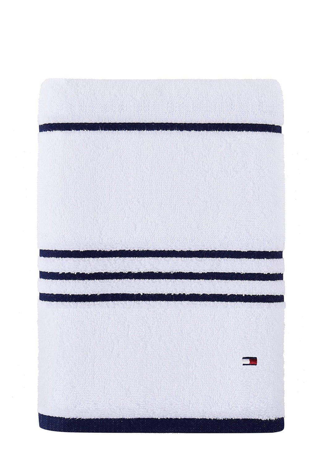 Tommy Hilfiger Modern American Stripe 30" x 54" Cotton Bath Towel - White/Peacoat