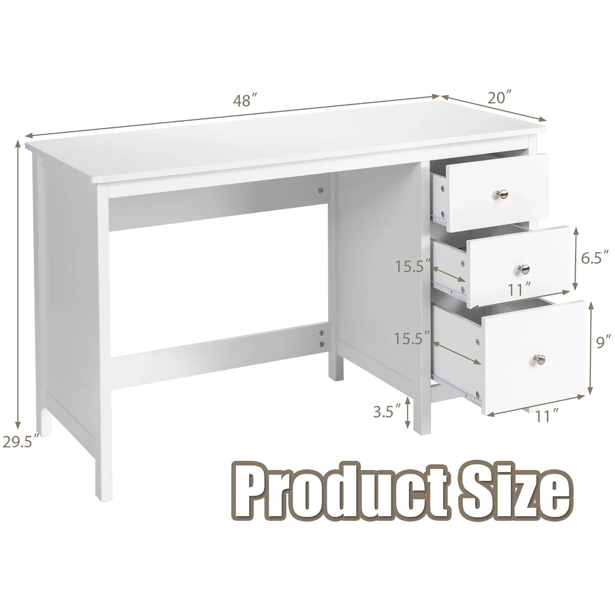 Computer Desk Study Writing Desk Home Office Workstation with 3 Drawers Black - Product image 25